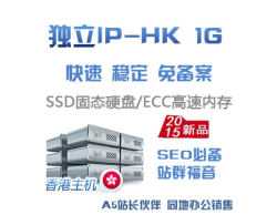 独立IP－1G空间，仅145元/年，香港优质高速机房支持Asp/Php/Net等送数据库