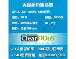 ClearDDoS美国高防服务器30M直连国内精品网络-E2-1230