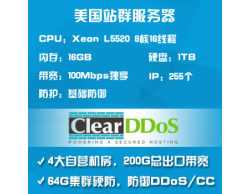 ClearDDoS美国多IP站群服务器8核16GB100M独享255IP-L5520